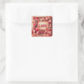 Liefde voor Valentijnsdag Vierkante Sticker (Tas)