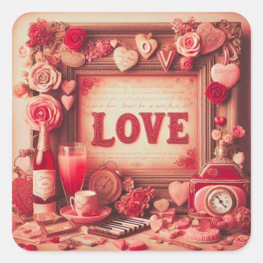Liefde voor Valentijnsdag Vierkante Sticker (Voorkant)