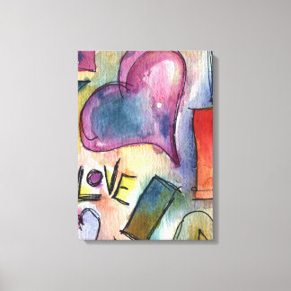 Liefde vormen Waterverf schilderij op Canvas Afdruk