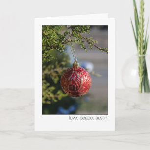 Liefde. Vrede. Austin 360 kerstbomen met laag Feestdagen Kaart