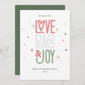 Liefde, vrede en feestdag kaart (Voorkant / Achterkant)