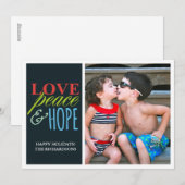 Liefde vrede en hoop feestdagenkaart (Voorkant / Achterkant)