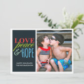 Liefde vrede en hoop feestdagenkaart (Staand voorkant)