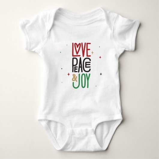 Liefde, Vrede en Joy Baby T-Shirt (Voorkant)