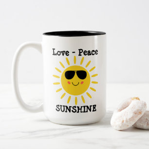 Liefde Vrede en Zonneschijn Tweekleurige Koffiemok