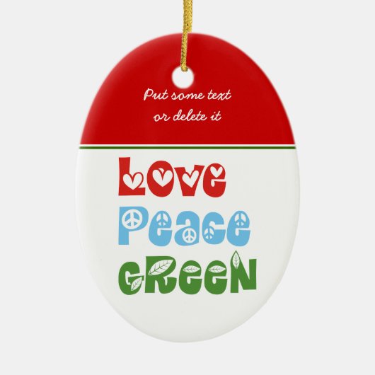 Liefde, Vrede, Groen aangepaste ornament (Voorkant)