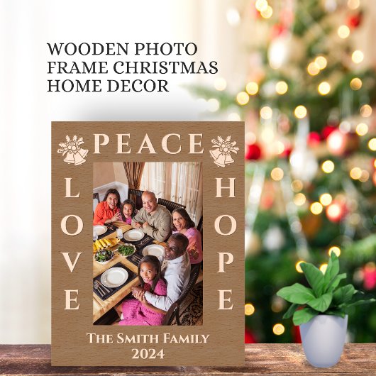 Liefde, Vrede & Hoop Kerstgroet Afbeelding Gegraveerde Lijstjes