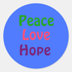 Liefde, vrede, hoop ronde sticker