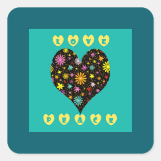 Liefde Vrede Vierkante Sticker
