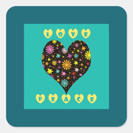 Liefde Vrede Vierkante Sticker (Voorkant)
