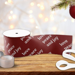 Liefde Vrede Vreugde Kerst Typografie Burgundyrood Grosgrain Lint