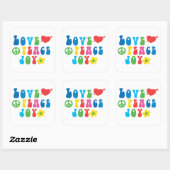 Liefde Vrede Vreugde Vierkante Stickers, Glanzend Sticker (Vel)