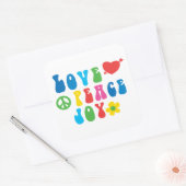 Liefde Vrede Vreugde Vierkante Stickers, Glanzend Sticker (Envelop)