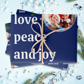 Liefde Vrede Vrolijk Kerst Foto Ooitgroen Marinebl Inpakpapier Vel