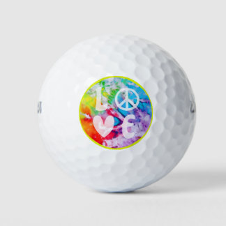 Liefde Vredesteken Hart Waterverf Regenboog Tie Dy Golfballen
