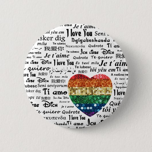 Liefde vreemde talen ronde button 5,7 cm (Voorkant)