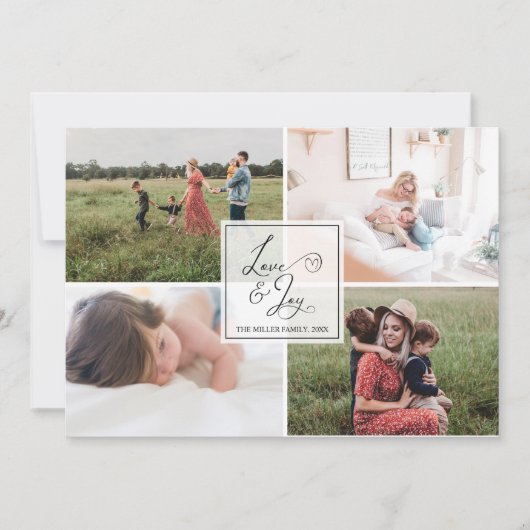 Liefde & Vreugde | Eenvoudige foto-collage kerstka Kaart (Voorkant)