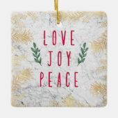 Liefde vreugde kerstbloemen op marmer keramisch ornament (Voorkant)