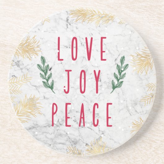 Liefde, vreugde, kerstcadeaus voor Feestdagen Zandsteen Onderzetter (Voorkant)