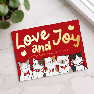 Liefde & Vreugde Moderne Grappige Moppige Katten K Folie Feestdagen Briefkaart