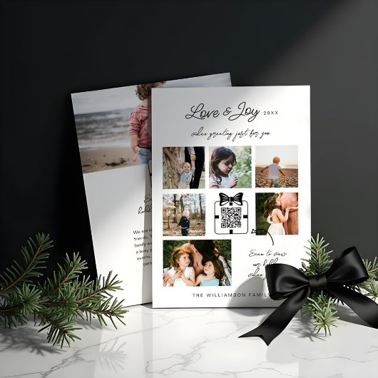 Liefde & Vreugde Moderne Minimaal QR Code Videoboo Feestdagenkaart