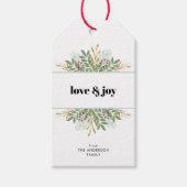 Liefde & Vreugde Vakantie Groen Kerstmis Cadeaulabel (Voorkant)