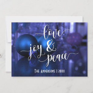 Liefde Vreugde & Vrede met Blauwe & Paarse Versier Feestdagenkaart