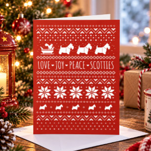Liefde Vreugde Vrede Scotties Festive Kerstvakanti Feestdagen Kaart