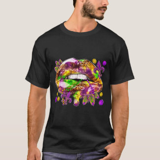Liefde Vrouwen Lippen Mardi Gras Carnaval Dik T-shirt