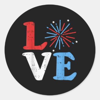 Liefde Vuurwerk Onafhankelijkheidsdag 4 juli Parad Ronde Sticker