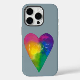 "LIEFDE" Waterverf Hart iPhone 16 Pro Hoesje