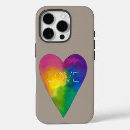 "LIEFDE" Waterverf Hart iPhone 16 Pro Hoesje