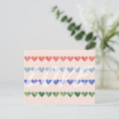 Liefde Waterverf Retro Hearts zeggen Hallo Briefka Briefkaart (Staand voorkant)
