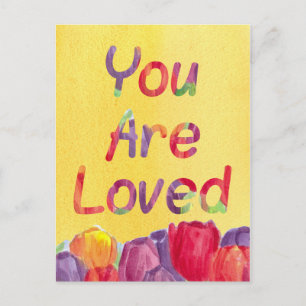 Liefde Waterverf Tulpen Helder Bloemen Briefkaart