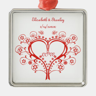 Liefde Wervelend Hart Valentijnsdag aangepaste orn Metalen Ornament