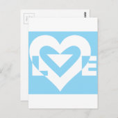 Liefde White op blauw Briefkaart (Voorkant / Achterkant)