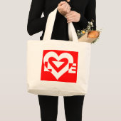 Liefde White op rood Grote Tote Bag (Voorkant (product))