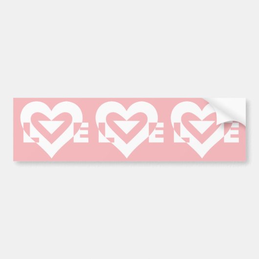 Liefde White op roze Bumpersticker (Voorkant)