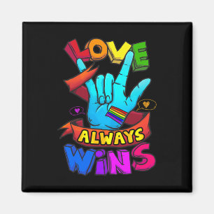 Liefde wint altijd Asl Doofbewustzijn Gay Pride Lg Magneet