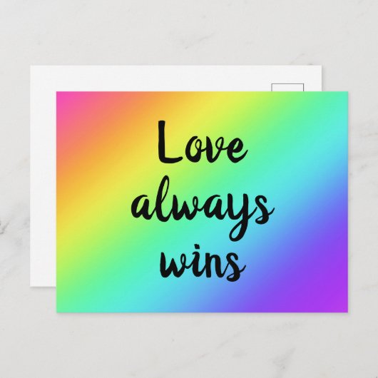 Liefde wint altijd regenboog Briefkaart (Voorkant / Achterkant)