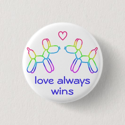 Liefde wint altijd regenboogballon Button Honden (Voorkant)