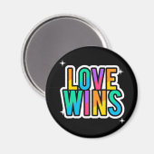 Liefde wint. LGBTQ+Pride. Regenboog. Button Magneet (Voorkant / Achterkant)
