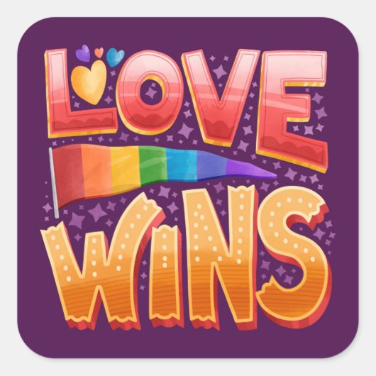 Liefde wint LHBT-Sticker Vierkante Sticker (Voorkant)