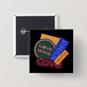 Liefde wint. Pride. Pride wint. LGBT+Pride-Button Vierkante Button 5,1 Cm