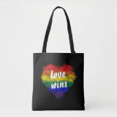 Liefde wint Pride Rainbow Heart Draagtas (Voorkant)