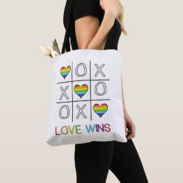 Liefde wint regenboog gay pride hart tic tac toe g draagtas