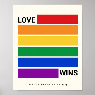 Liefde wint regenboogkleuren LGBTQ Poster