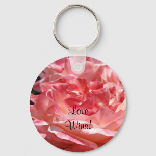 Liefde wint! sleutelhanger Roze Roos Bloem sleutel