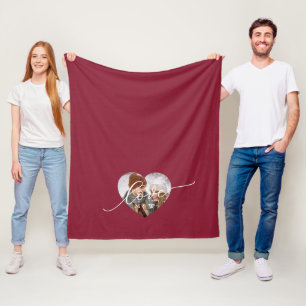 Liefde Witte Script Hart Foto Rood Fleece Deken