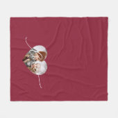 Liefde Witte Script Hart Foto Rood Fleece Deken (Voorkant (Horizontaal))